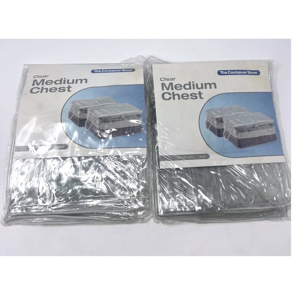 Lot Of 2 The Container Store Clear Medium Chest Storage Bags 16x12x8 NOS Sealed
